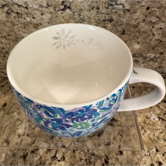 Lilly Pulitzer Blue Floral Mug no chips or cracks - Picture 3 of 3